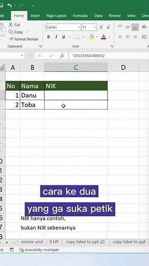 wajib tahu buat yg kerja pakai excel cara nulis NIk biar ga E+ atau belakangnya 0 #tutorialexcel