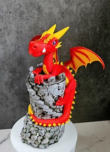 Dragon & Tower Cake Topper - Etsy