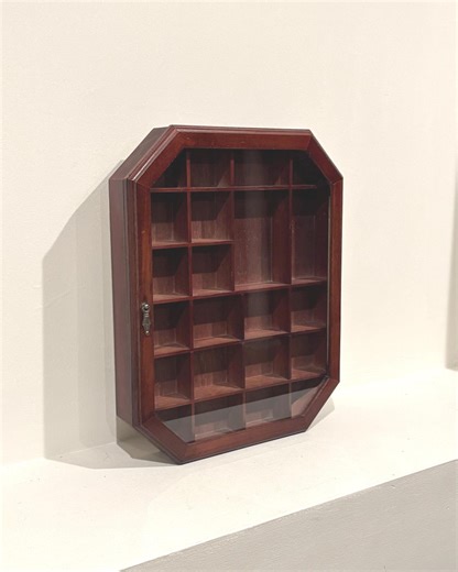 Vintage Octagon Wood and Glass Curio Cabinet- Wood Curio Shelf- Trinket Cabinet - Etsy