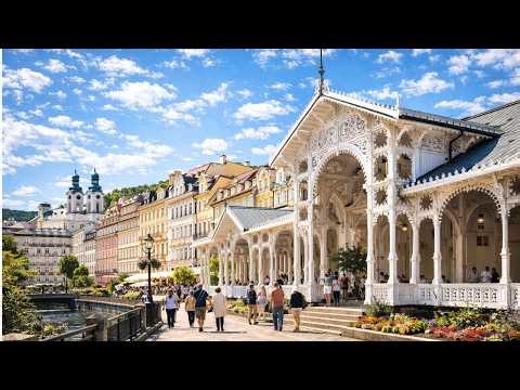 Karlovy Vary Walking Tour 4K 60fps | The Most Beautiful Spa Town in Czech Republic