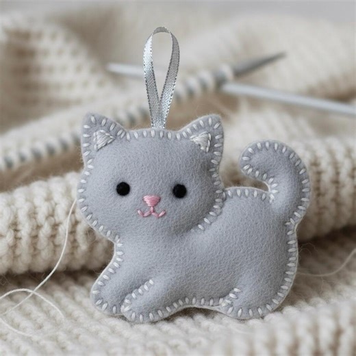 Easy Kitten, Ornament, Hand Sewing Pattern, PDF, Cat, Tree, Christmas, Cute, Baby, Mobile, Craft, Kids, Diy, Felt, Toy, Doll, Plush - Etsy