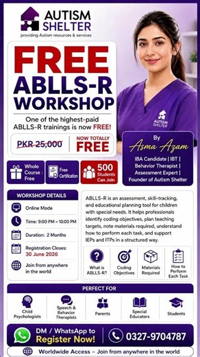abllsrworkshops #autismawareness #autismshelter #abllsrassessment #abllsrtraining #childpsychologist