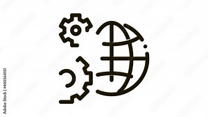 solving planet problems Icon Animation. black solving planet problems animated icon on white background