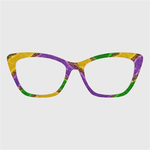 The Mardi Gras Leopard-Print Stripes Magnetic Glasses Toppers – Compatible with Pair Eyewear Frames