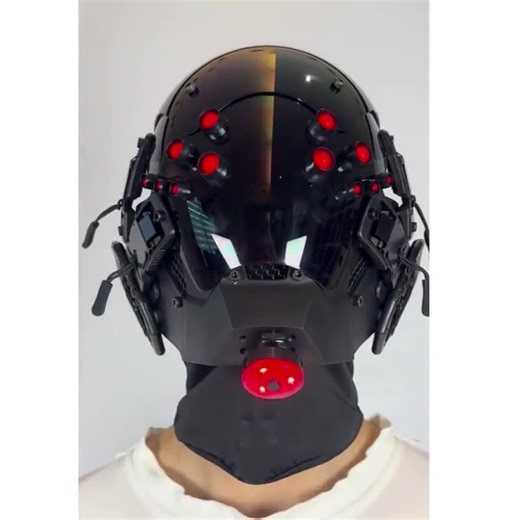 Self-design Glowing Cyberpunk Mask, Futuristic Mask With Lights, Luminous Tech Merch Mask, Support Multiple Wearing Styles, Halloween Mask - Etsy
