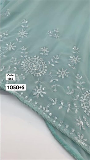 Georgette embroidery & Sequins work Saree with Heavy Front & Back work blouse