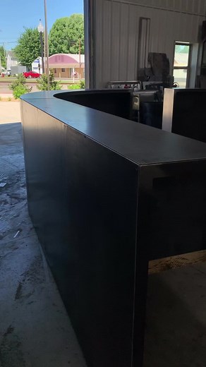We built this enormous curved wood and steel reception desk with our BEAR hands! | Iron Timbers