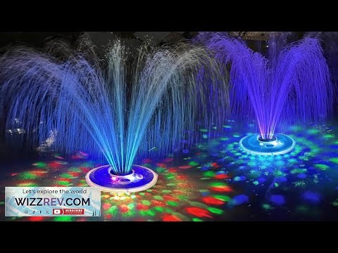 LanPool Floating Water Fountain w Underwater Lights & Powered Pump for Pool Pon