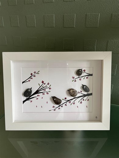 3D Frame: in the Cherry Trees - Pebble Birds - Etsy