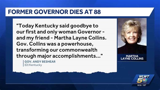 Kentucky's first female governor, Martha Layne Collins, dies at 88