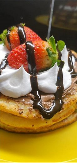 Buttermilk Pancakes With Whipped Cream & Strawberries