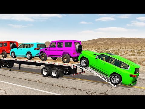 Flatbed Truck Mcqueen | Transportation with Truck - Pothole vs Car #502 - BeamNG.Drive