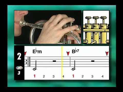 Estudo iniciante para Trompete Bb com acompanhamento harmônico (Tutorial como tocar trompeta)