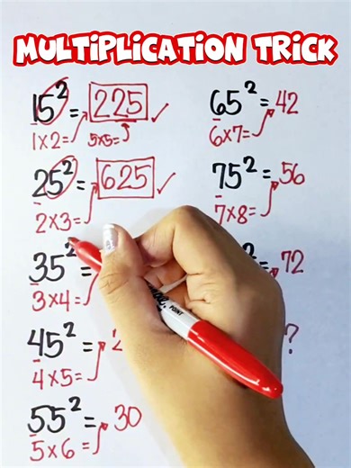 191K views · 6.2K reactions | MULTIPLICATION TRICK || SQUARE NUMBERS #math #mathteachergon #mathtricks #mathtutorials | Math Tutorials | Facebook