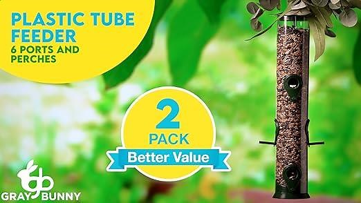 Tube Bird Feeders for Outdoors Hanging - 2 Pack