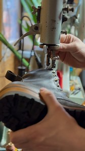 Working this vintage Adler 30-1 long arm patcher to shorten the upper of these @nickshandmadeboots #customboots #sewing #leatherwork #bootrepair #cobbler #mailorder #smallbusiness #handmade | Wyatt & Dad Cobbler Company