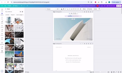 Portfolio Template: Design, Architecture, Construction (canva, US Letter & A4) - Etsy
