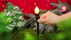 Augshy 24 Pack Christmas Light Stakes, 7.5 inch Yard Lawn Holiday Light Ground Stakes for C7 C9 Outside String Lights Universal Outdoor Light Holders for Christmas Decoration Garden Lawn Path Black