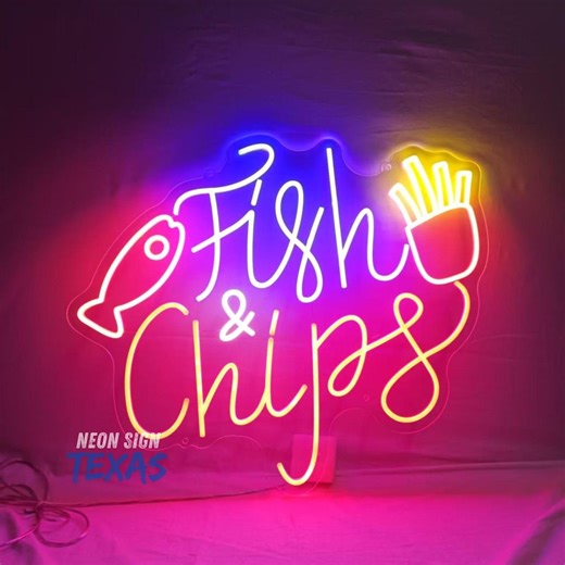 Fish and Chips LED Neon Sign, Fast Food Neon Sign, Restaurant Decor Sign, Custome Neon Sign, Welcome Sign, Fish and Chips Decor Wall - Etsy