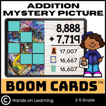 Addition Standard Algorithm Mystery Picture Boom Cards | 3rd Grade Math