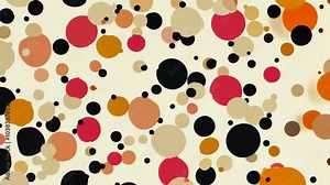 A colorful background of various sized and colored circles on a cream background