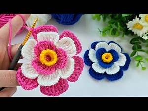 WOW 🌸 Super Easy Layered Crochet Flower | Perfect for Keychain, Brooch & Gifts 💰
