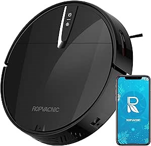 ROPVACNIC Robot Vacuum Cleaner with 3000Pa Cyclone Suction, APP/Voice/Remote Control, Automatic Self-Charging Robotic Vacuum, Scheduled Cleaning, Ideal for Pet Hair, Hard Floor, Low Carpet
