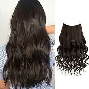ABH AmazingBeauty Hair Human Hair Extensions 16 inch - Invisible Miracle Wire 100% Remy Human Hair, Color 2 Dark Brown