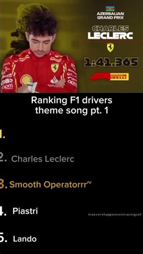 Ranking F1 drivers theme song, which sounds best? #fyp #ranking #landonorris