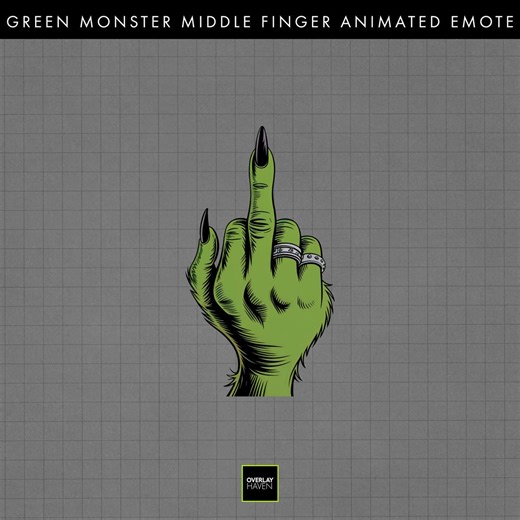 Green Monster Middle Finger Animated Emote: Christmas Meme (GIF & PNG Digital Download)