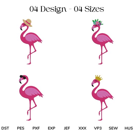 Flamingo Embroidery Design: Machine Embroidery Pattern (digital Download, 4 Sizes) - Etsy