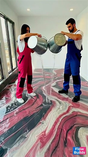 Luxurious bedroom with emerald black & pink epoxy flooring 💖✨