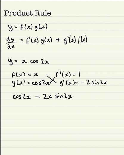 Product Rule for Differentiation #maths #alevel #differentiation #productrule #multiplication #differentiationstrategies #derivatives #exams2023