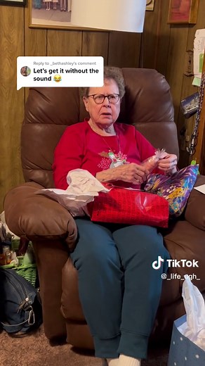 Replying to @_bethashley for everyone asking without sound. Her laugh cracks me up. I love her! When I called to tell her she was cracking up at the video and all the comments! #mamaw #christmas #easttn #4thfavoritegrandchild