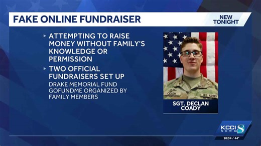 Iowa AG warns of fake Sgt. Declan Coady donation website, shares official funds