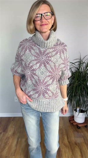 Poncho Sweater? Crochet Pattern: Polar Star Pullover. #crochetdesigner #crochetmotif