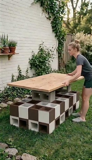 DIY Outdoor Table from Concrete Blocks | Easy Backyard Furniture Build