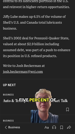 What do you think of Shell selling jiffy lube?