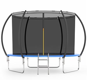 FUNTOK Trampoline 10FT 12FT 14FT Trampoline with Enclosure Net for Kids Adults, 600 LBS New Upgraded Recreational Backyard Trampolines with Waterproof Jump Mat Ladder for 3 Person