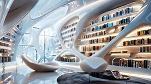 Interior view of a modern library