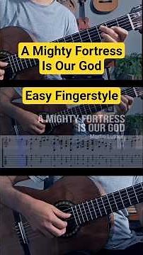 A MIGHTY FORTRESS IS OUR GOD - Fingerstyle Guitar - Beginner + TABs on screen #hymns #guitartabs
