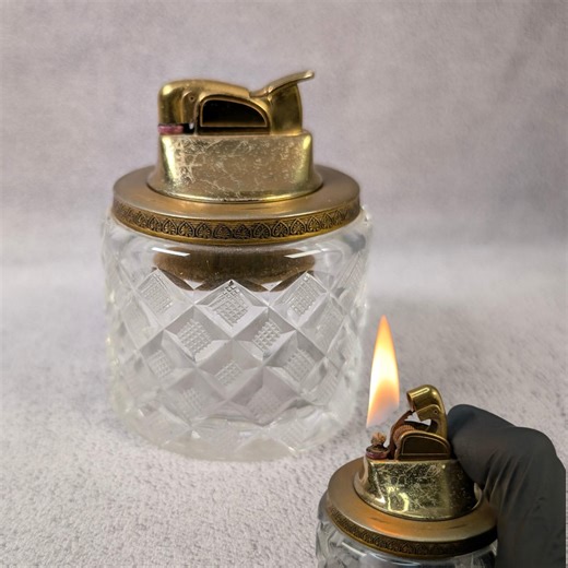 Vintage Cut Crystal Table Lighter - Evans Insert - Diamond Cut, Ornate Details - Working Vintage Lighter - Smoking Accessories - Etsy UK