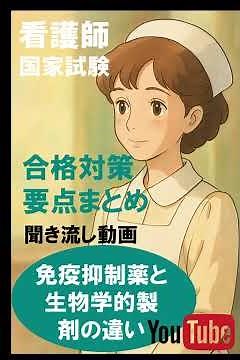 第115回看護師国家試験｜聞き流し動画で合格対策・要点まとめ・勉強法：免疫抑制薬と生物学的製剤の違い