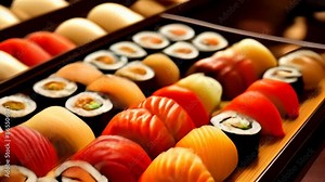 A vibrant sushi platter ready to delight the palate