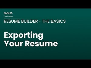 Exporting Your Resume - Resume Builder - The Basics