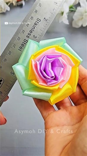 This RULER TRICK 📏 😍 Makes Perfect Ribbon Flowers #shorts #diy