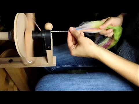 Spiral Art Yarn Tutorial. How to spin and ply merino and angora blend batt.