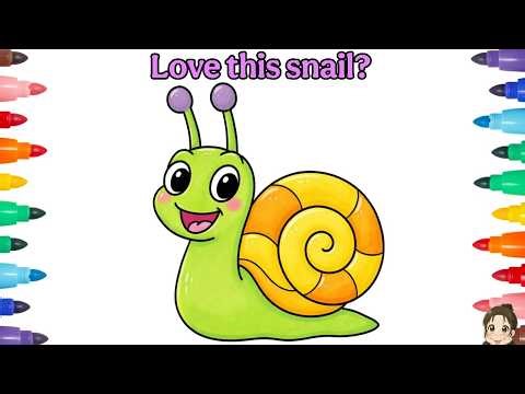 How to Draw a Cute Snail for Kids 🐌 Cute Animal Drawing and Coloring for Kids | Kids Fun Drawing