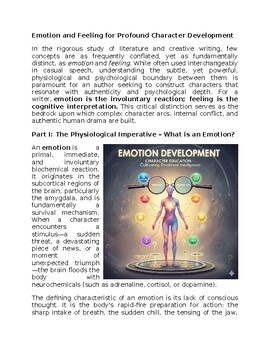 Emotion & Feeling in Character Education Worksheet Classwork, Homework