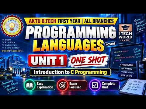 AKTU Programming Languages Unit 1 One Shot | ACS101 | B.Tech 1st Year Common to All Branches